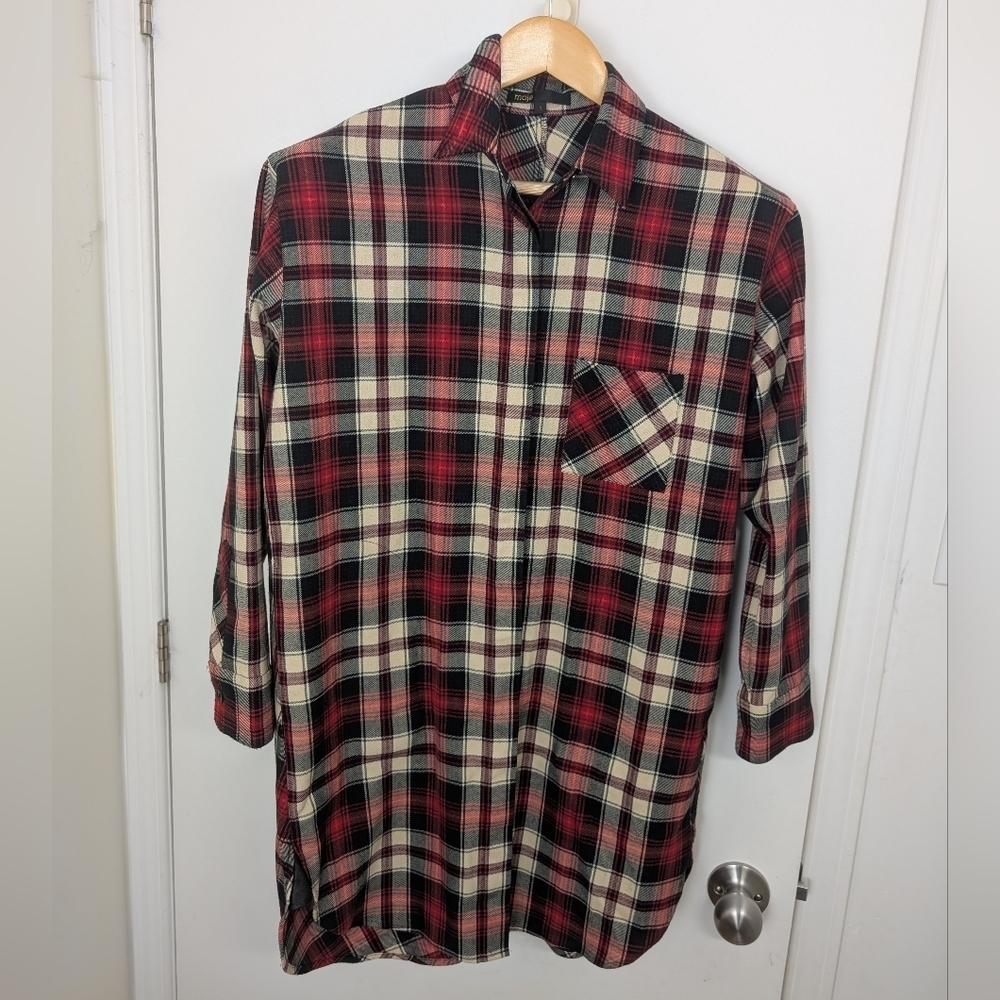 MAJE PLAID SHIRT DRESS SIZE 1 - Picture 3 of 9